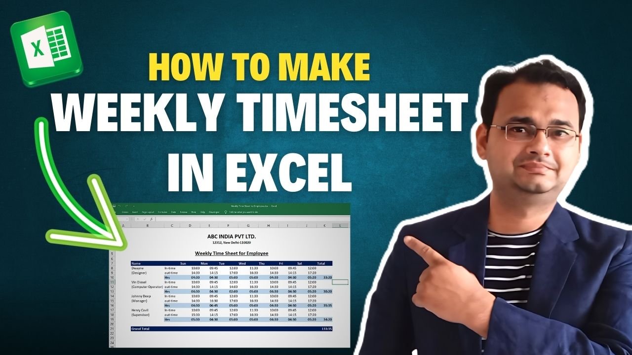 How to make Weekly Time Sheet for Employees in Excel