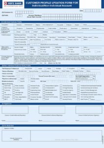 HDFC Bank Customer Profile Updation Form for Individual Non-Individual Account In PDF Download