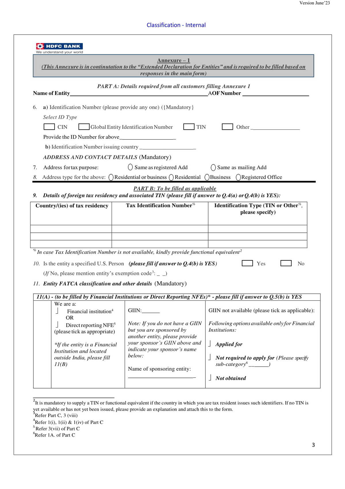 HDFC Bank FATCA - CRS Annexure Entities (Extended Declaration For Non-Individual Entitie) in PDF Download-03