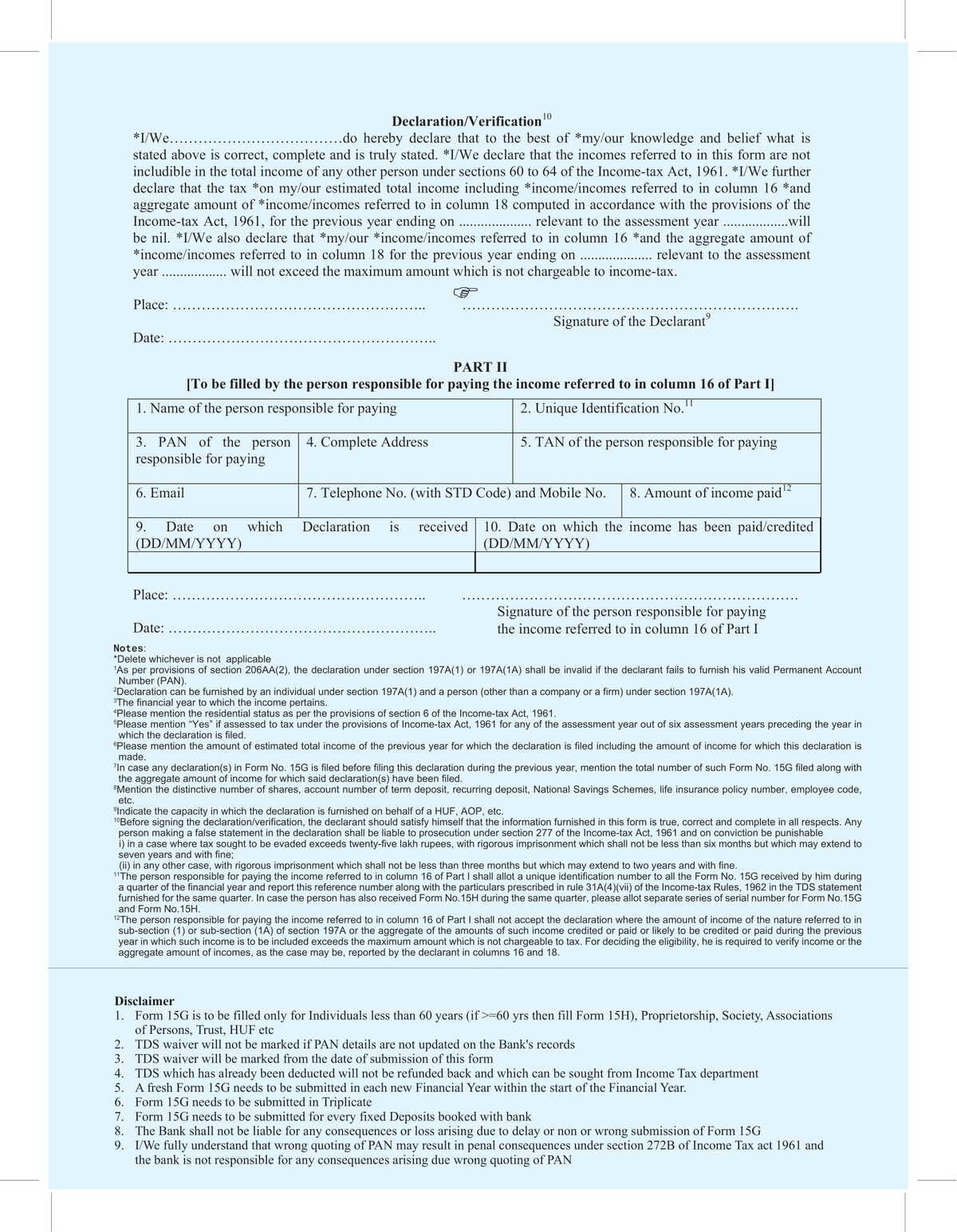 HDFC Bank FORM NO. 15G-4