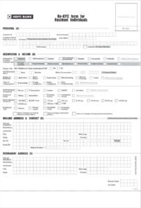 HDFC Bank Re-KYC form for Resident Individuals In PDF Download