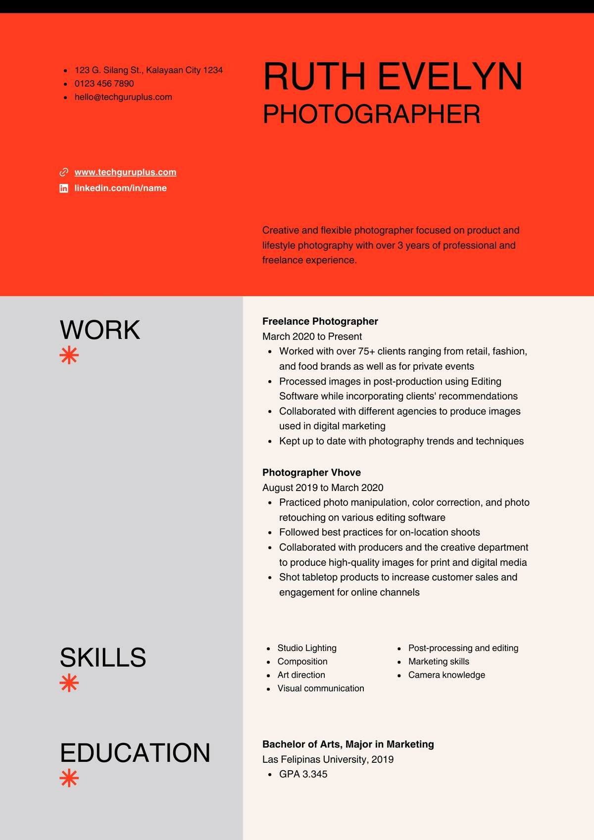 Photographer Editable Resume Templates Download in Docx Format 20