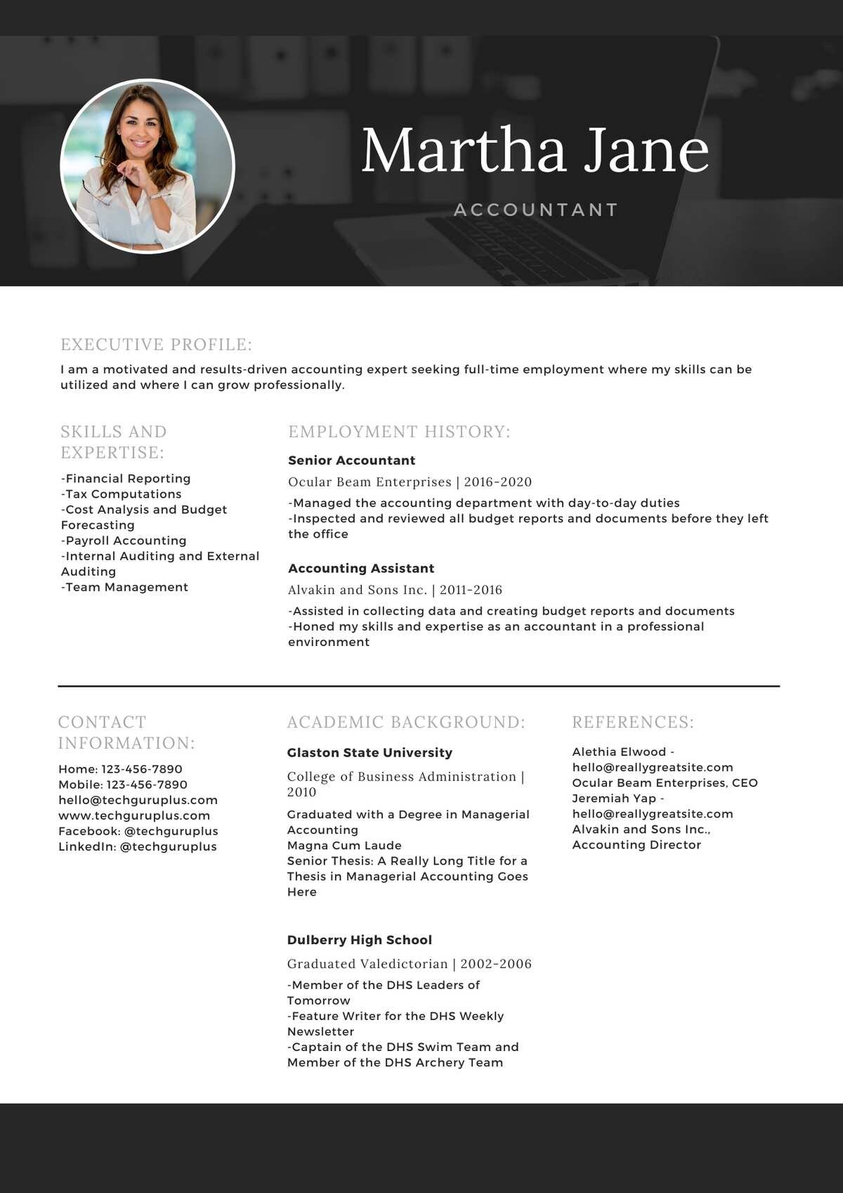 Account Editable Resume Templates Download in Docx Format