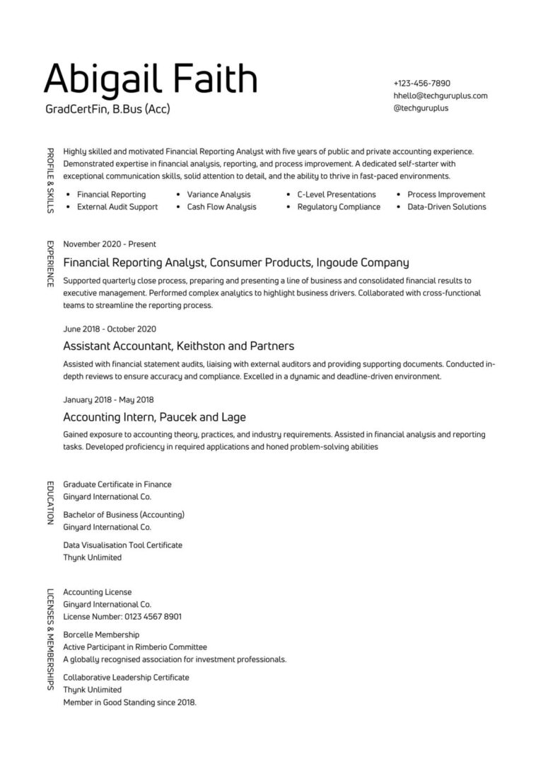 Accountant Resume 20 Templates Download in Word (.docx)