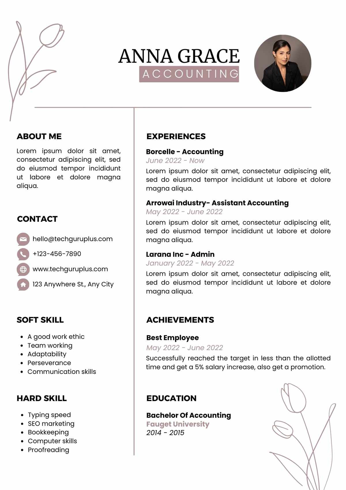 Accountant Editable Resume Templates Download in Docx Format_New