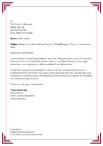 Application for Premature Closure of Fixed Deposit Account from any ...