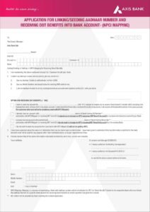 Axis Bank Aadhaar Seeding for Current Account Individual Form Download in PDF