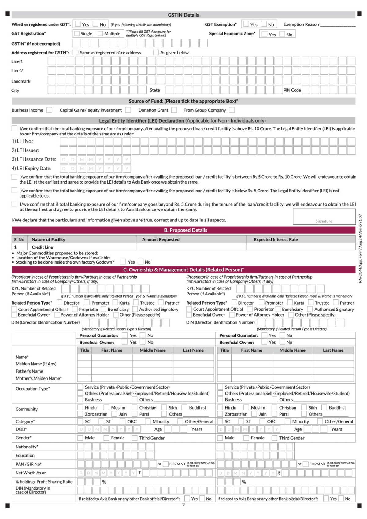 Axis Bank Commodity Power Application Form Download in PDF-2