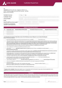 Axis Bank Customer Dispute Form Download in PDF