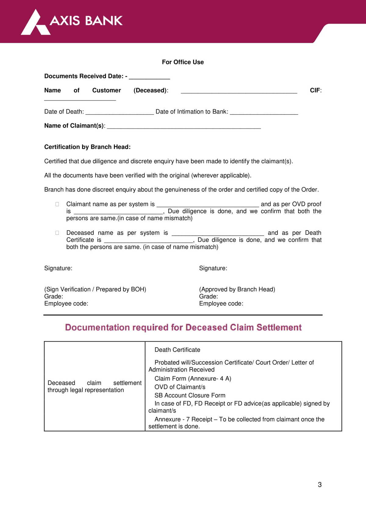 Axis Bank Deceased Claim from Legal Claimant Download in PDF-3