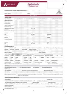 Axis Bank Education Loan Application Form Download in PDF