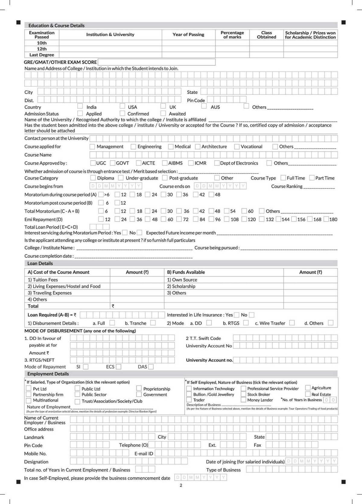 Axis Bank Education Loan Application Form Download in PDF-02