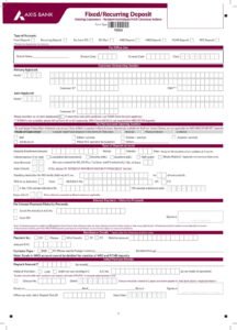 Axis Bank Fixed Deposit Account Opening Form  Download in PDF