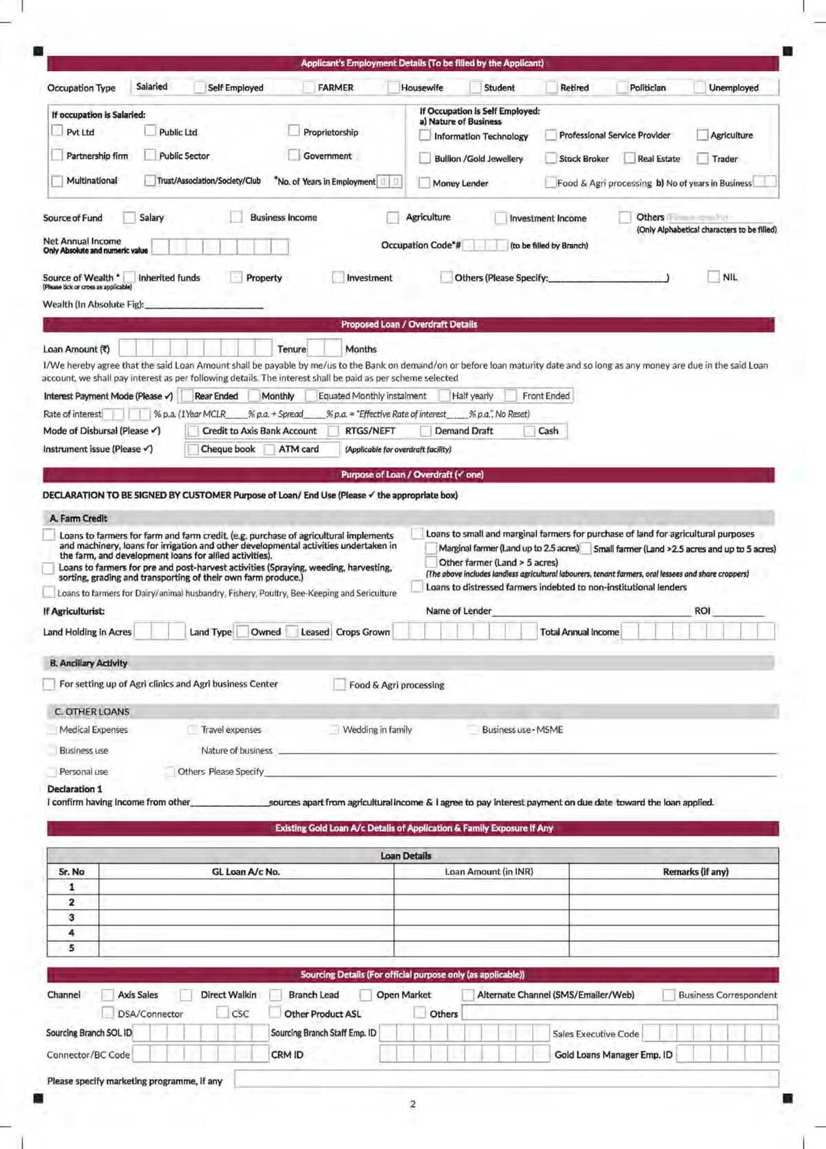 Axis Bank Gold Loan Applaction Form Cum Agreement Download in PDF-02