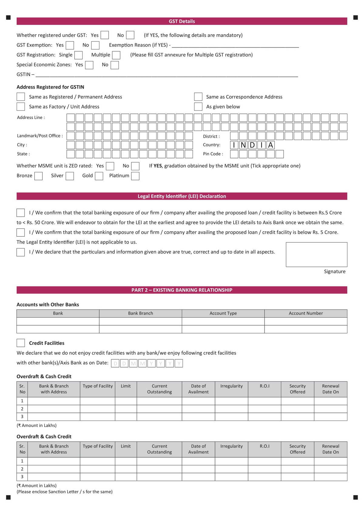 Axis Bank Government Sponsored Schemes Application Form Download in PDF-04