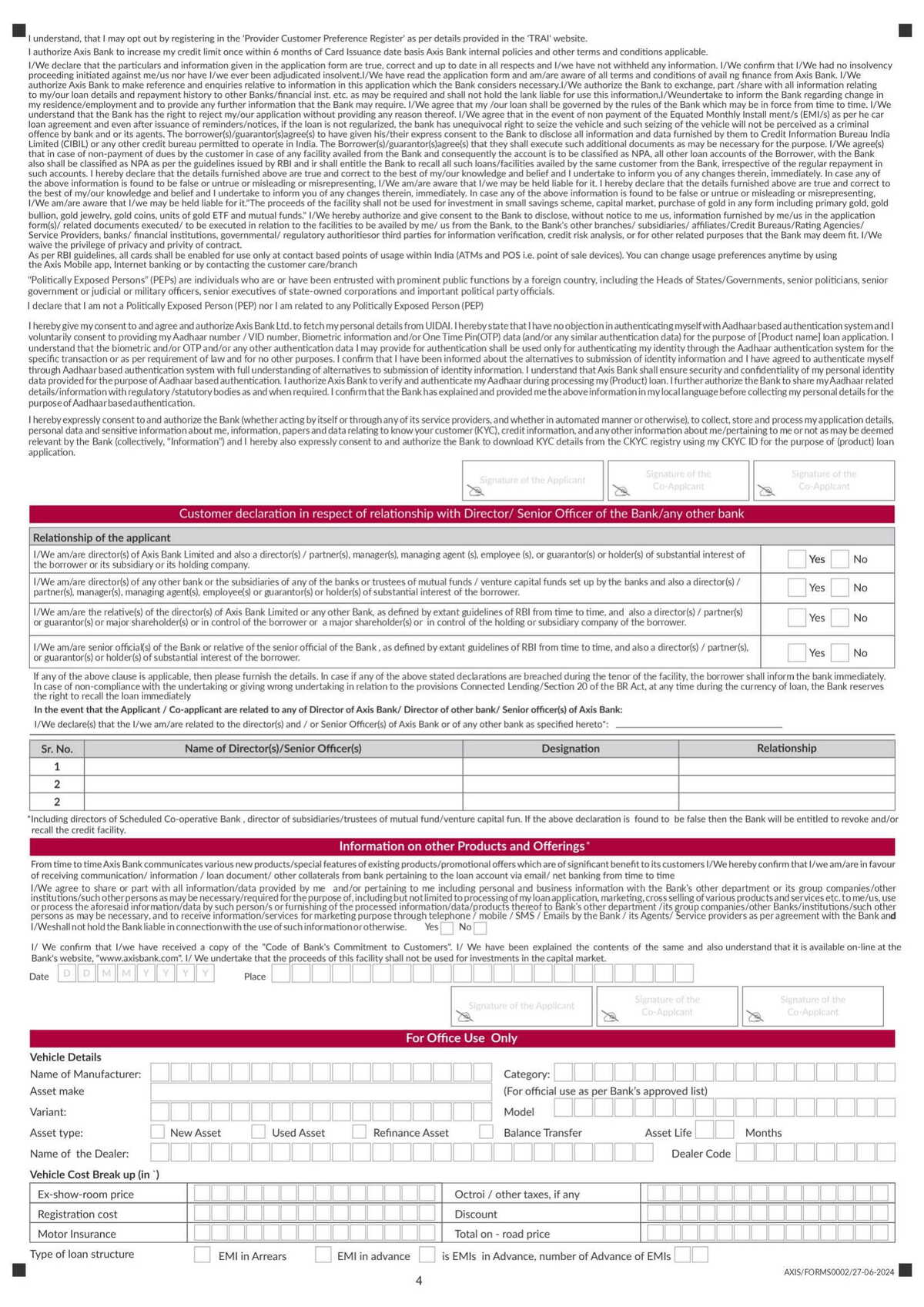 Axis Bank Individual Auto Loan Application Form Download in PDF-4