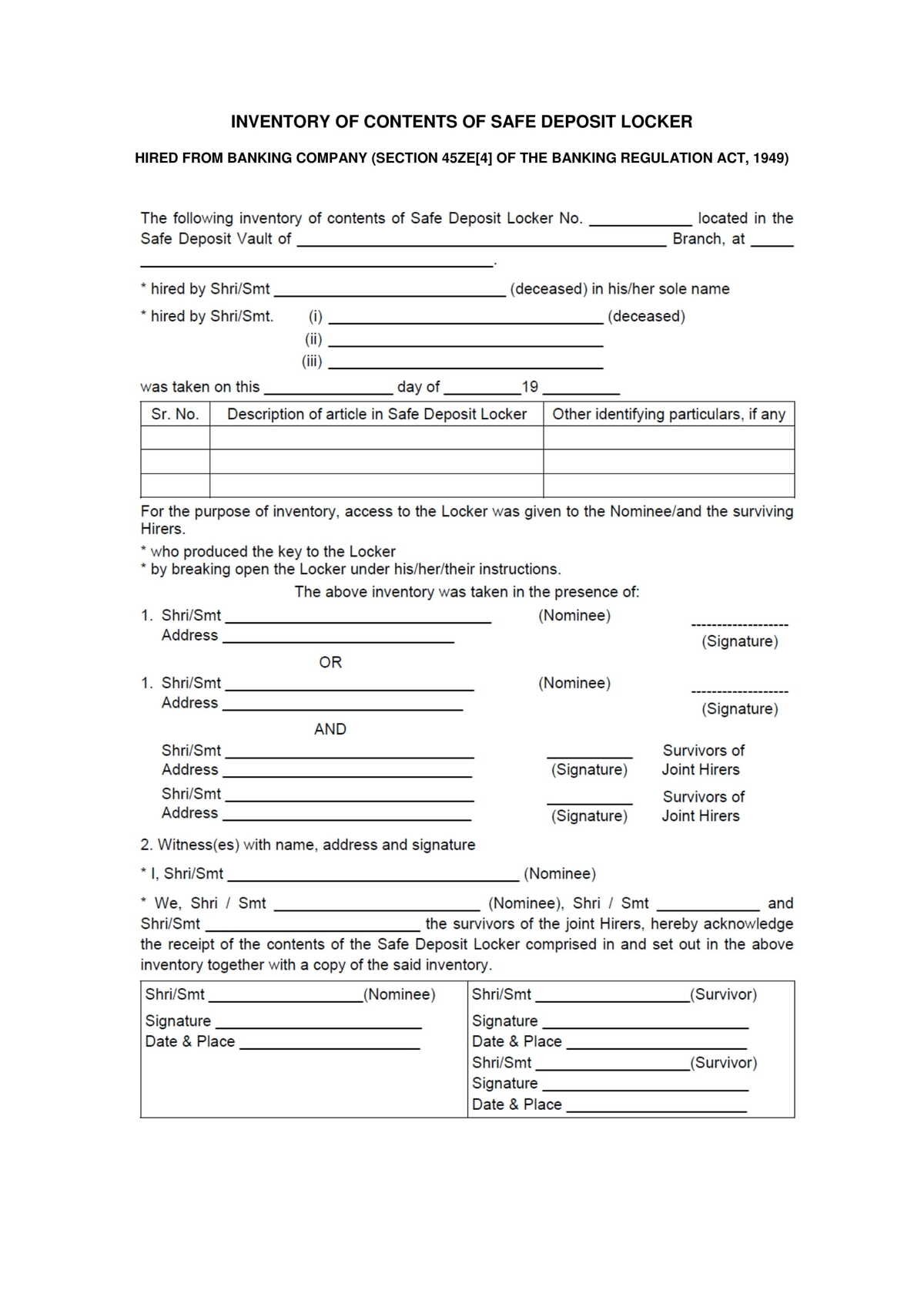 Axis Bank Inventory Of Contents Of Safe Deposit Locker Download in PDF-1