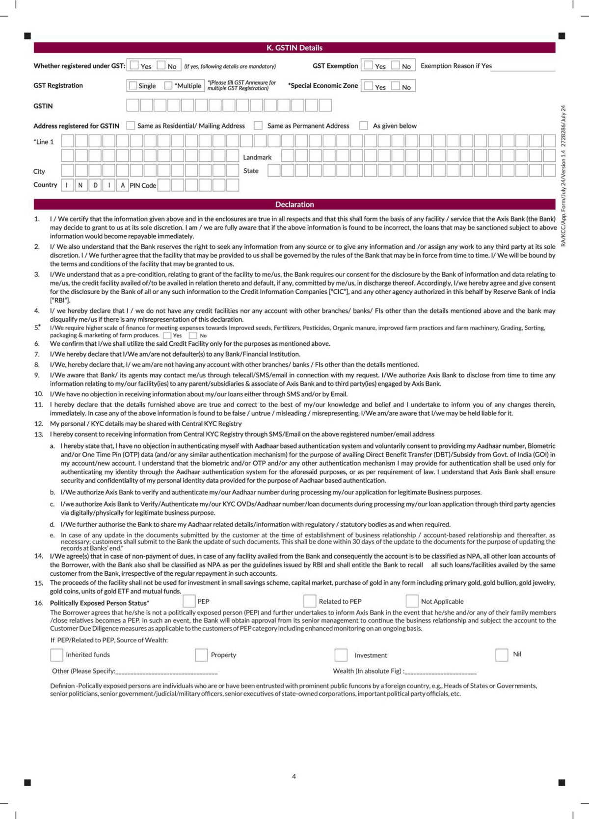 Axis Bank KCC Farmer Finance Application Form Download in PDF-04