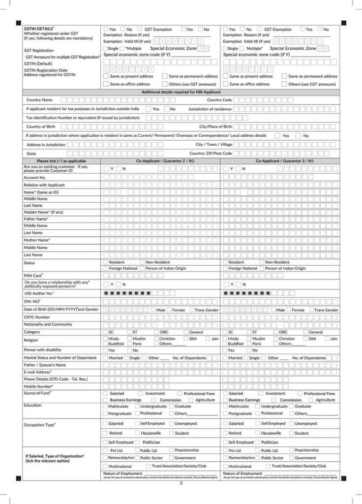 Axis Bank Securities Loan Application Form Download in PDF