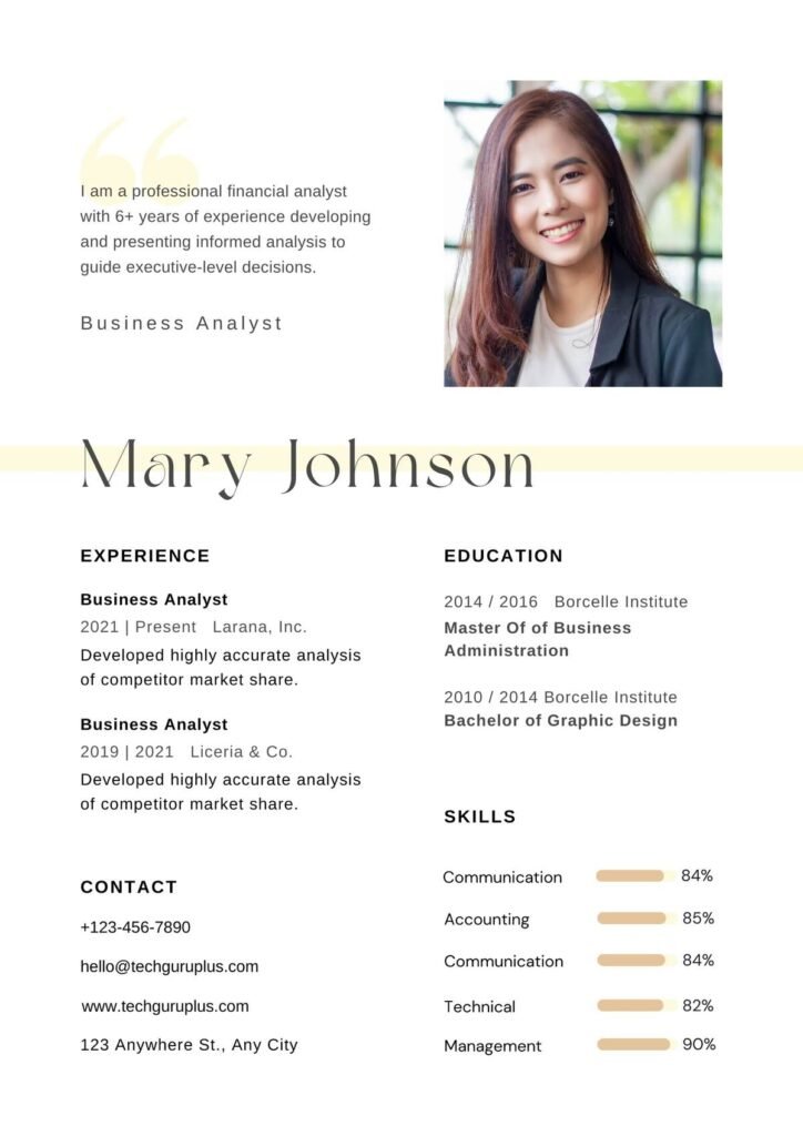 Business Analyst Resume 20 Templates Download in Word ( docx)