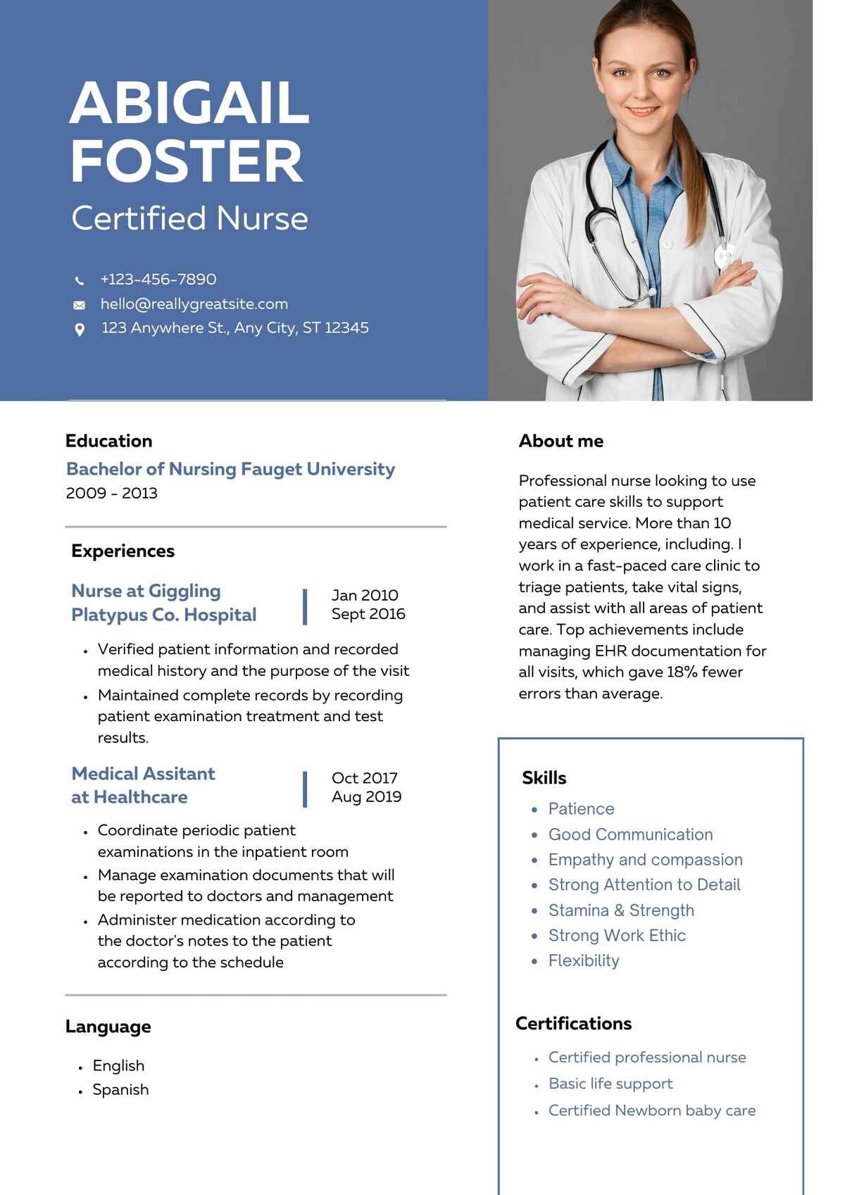 Certified Nurse Editable Resume Template Download in docx-2