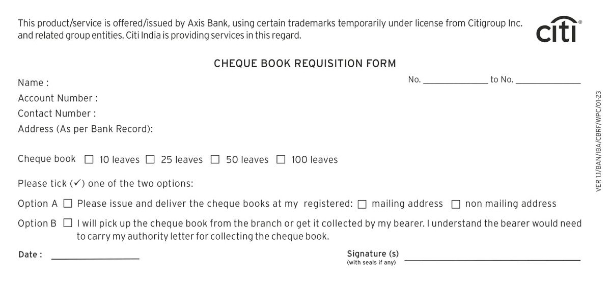 City Bank Cheque Book Requisition Form Download in PDF-1