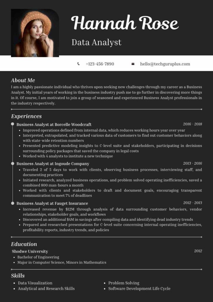 Data Analyst Resume 20 Templates - Data Analyst Editable Resume Template Download In Docx 14 724x1024 