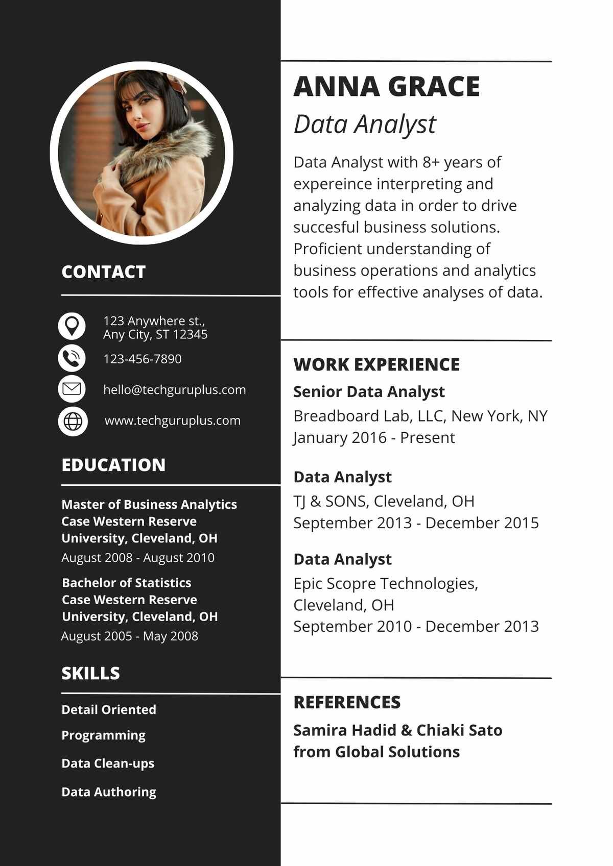 Data Analyst Editable Resume Template Download in docx-17