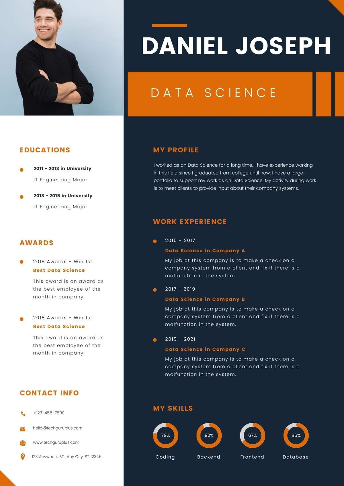 Data Science Editable Resume Template Download in docx-7