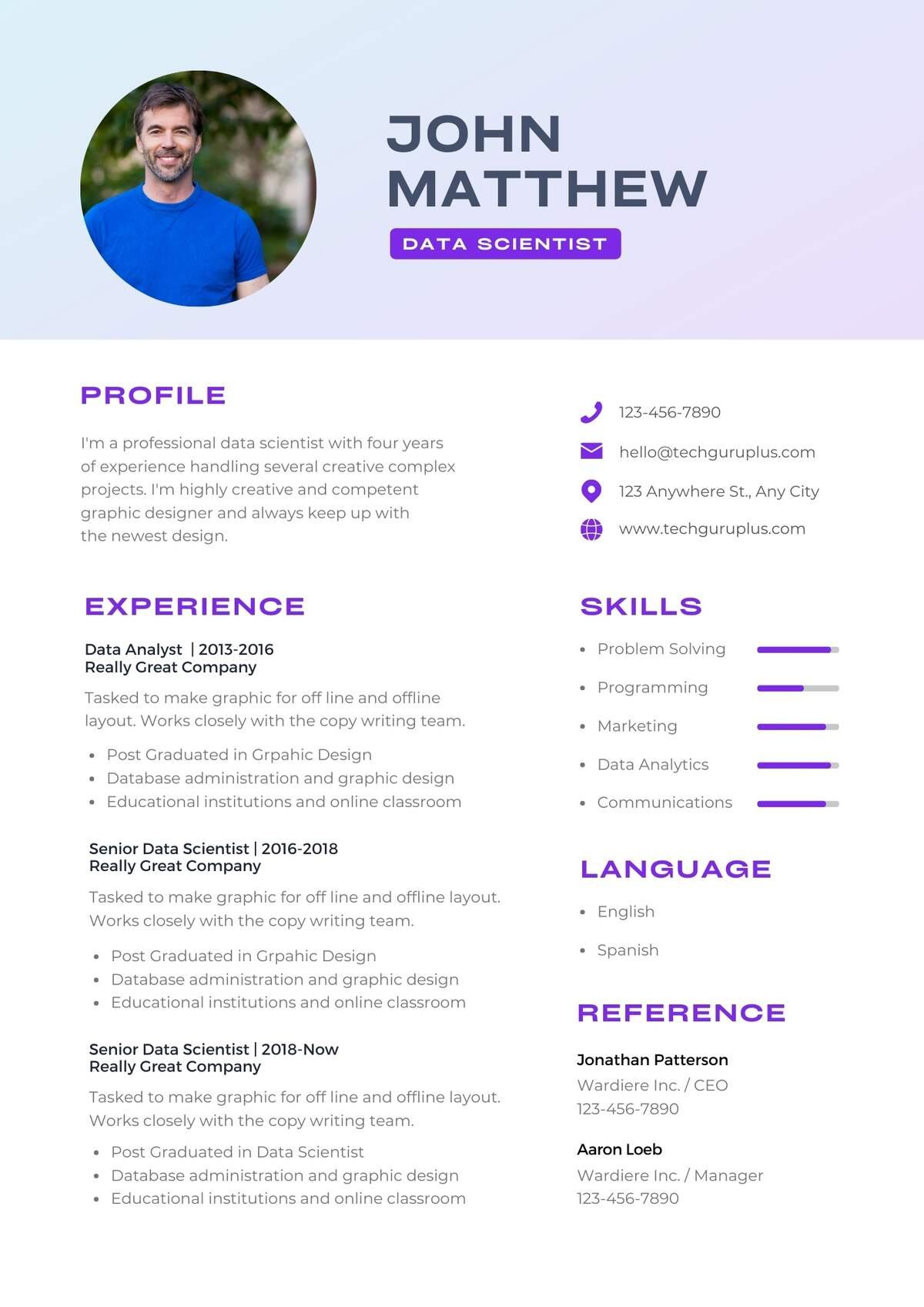 Data Science Editable Resume Template Download in docx-8