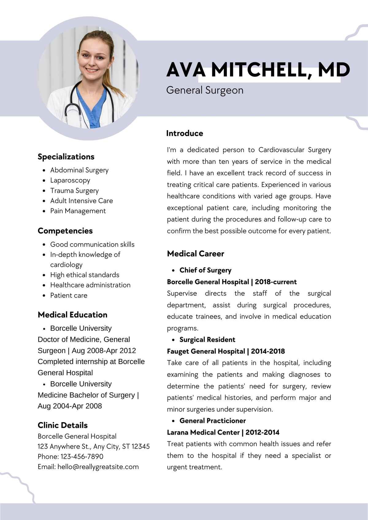 General Surgeon Editable Resume Template Download in docx-3