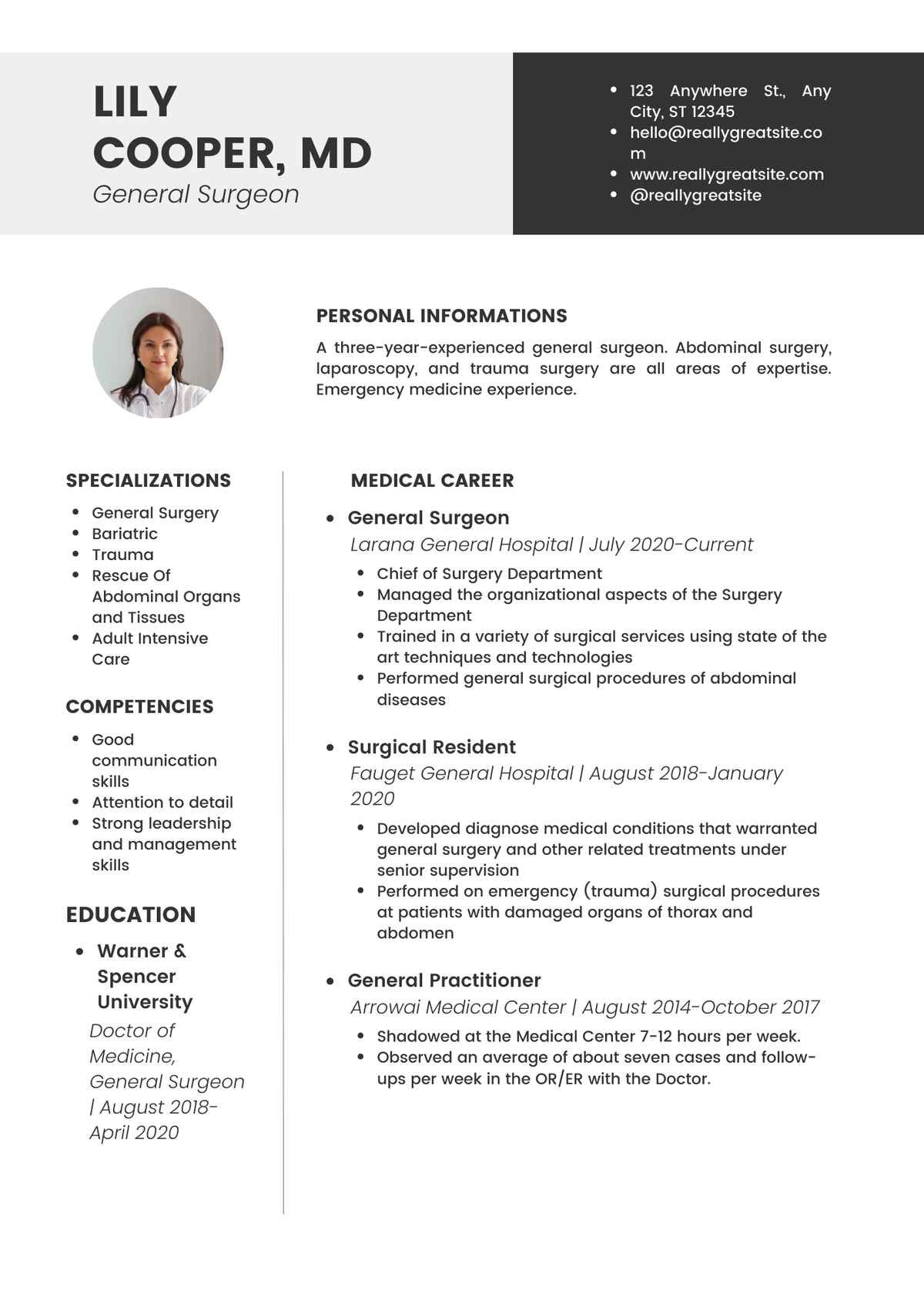 General Surgeon Editable Resume Template Download in docx-6