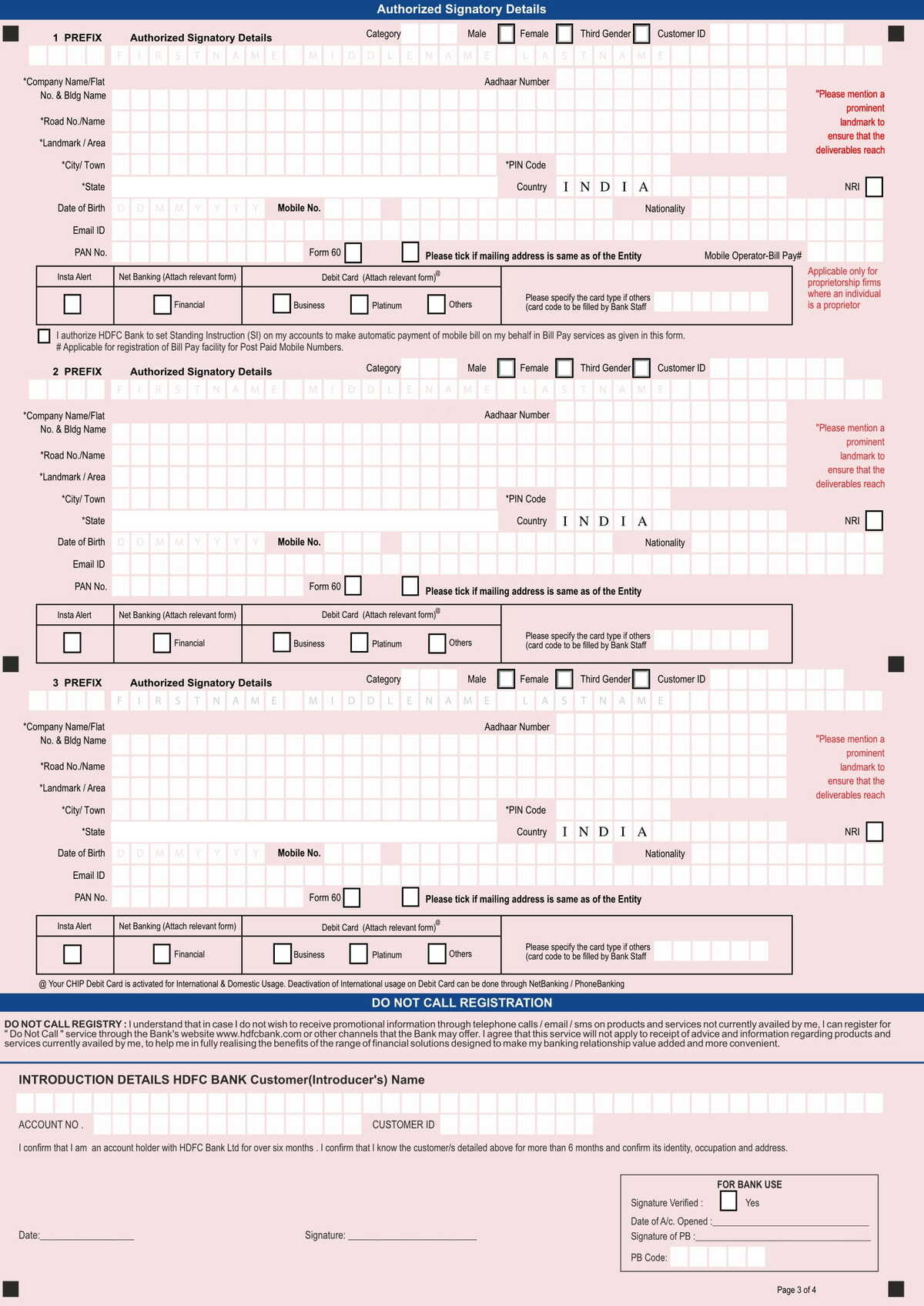 HDFC Bank Account Opening Form-3