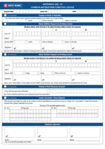 HDFC Bank Appendix:(IX)-III Common Instruction Form For Locker in PDF Download