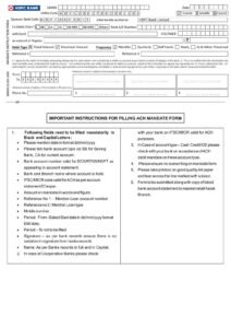 HDFC Bank Filling ACH Mandate Form Download in PDF