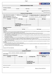 HDFC Bank Forexcard-Refund Form Download in PDF