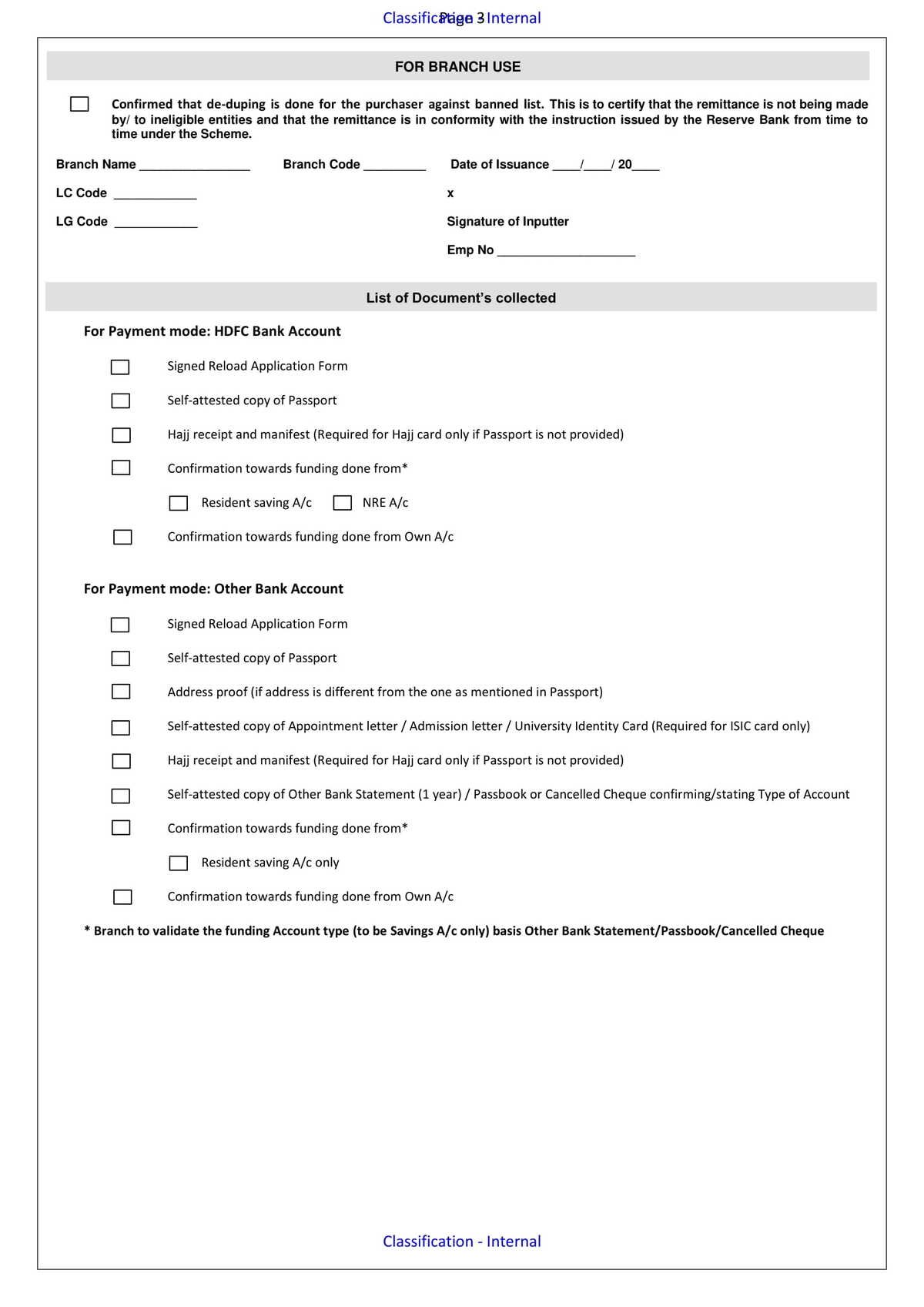 HDFC Bank Forexcard-Reload Form-3