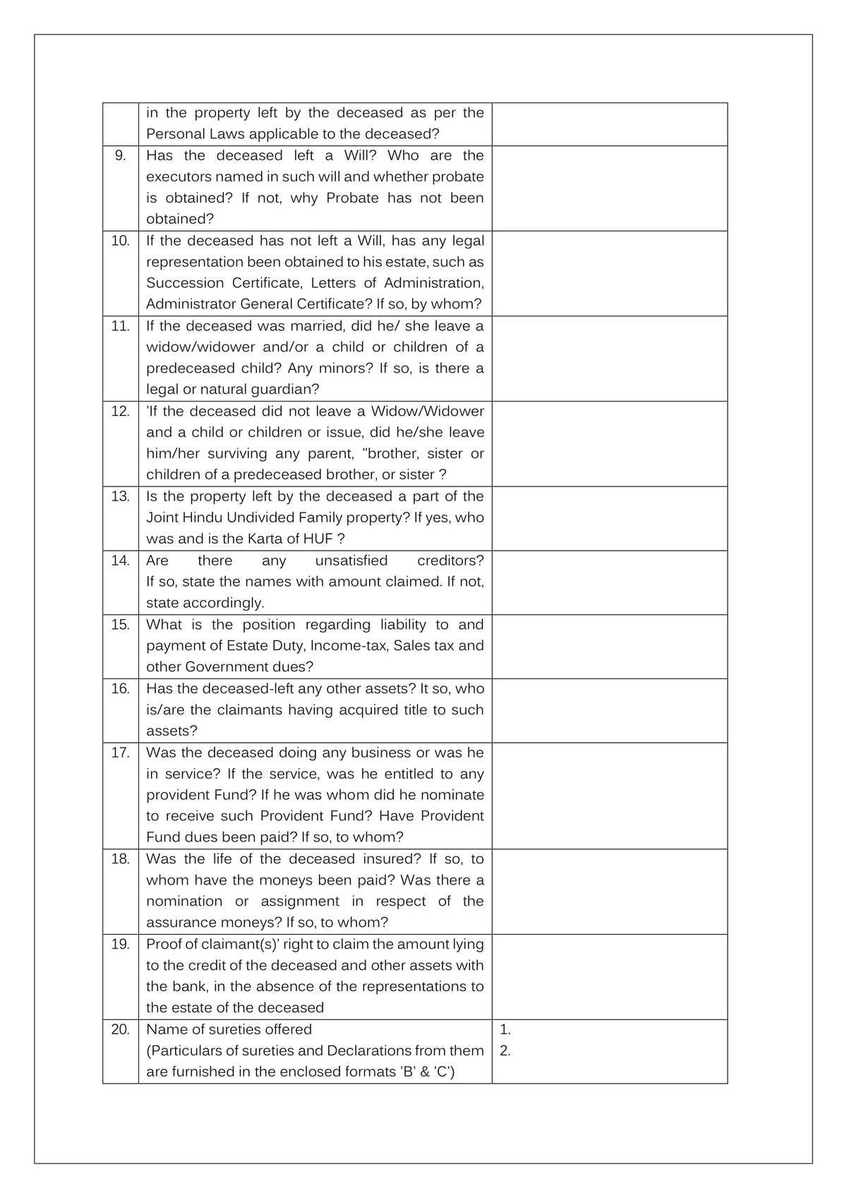 HDFC Bank Format of Claim Applicaton Form From Legal heirs-2