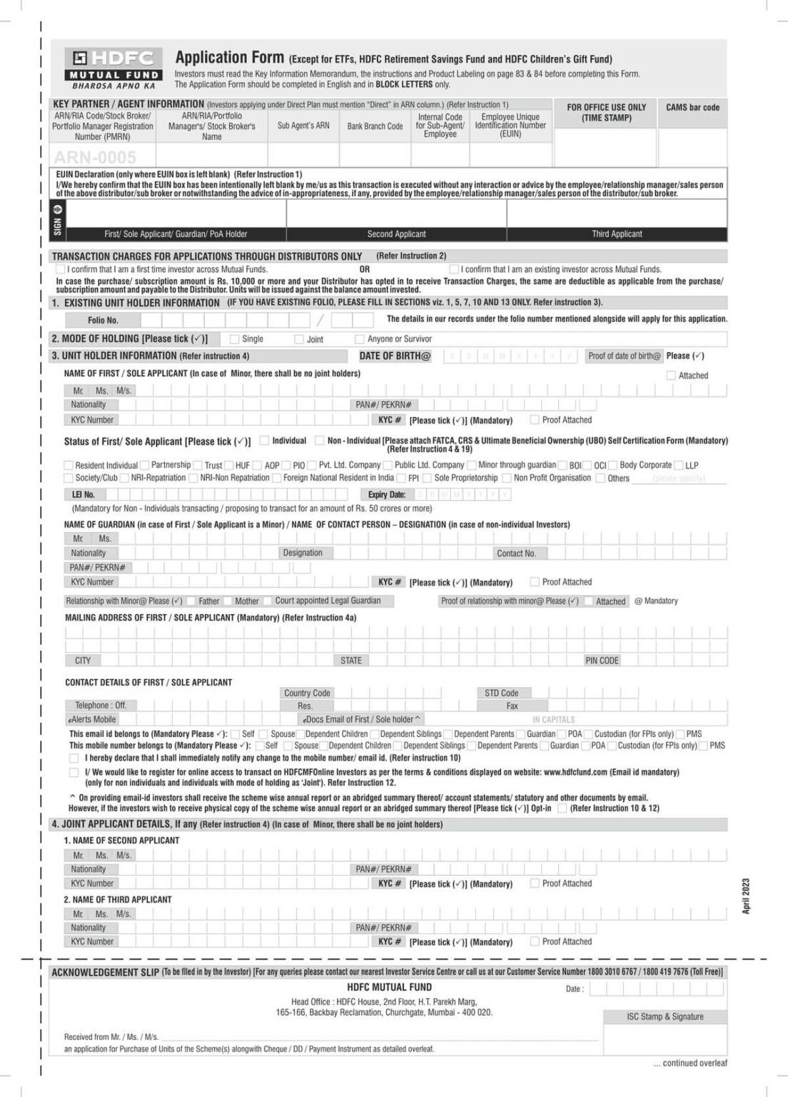 HDFC Bank Investment Services Account Form Download in PDF