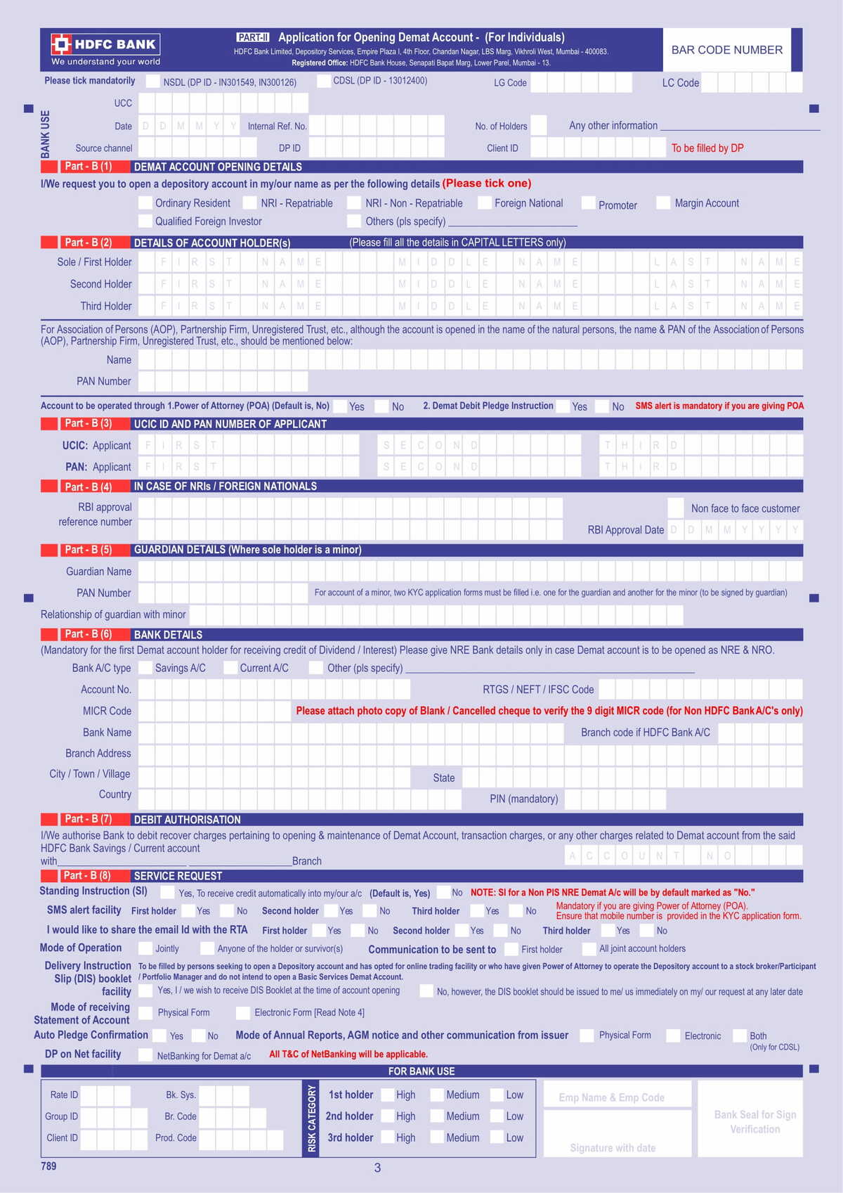 HDFC Bank Know Your Client (KYC) Application Form-03