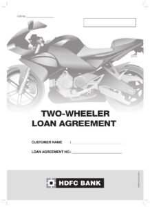 HDFC Bank Two-Wheeler Loan Agreement Form Download in PDF