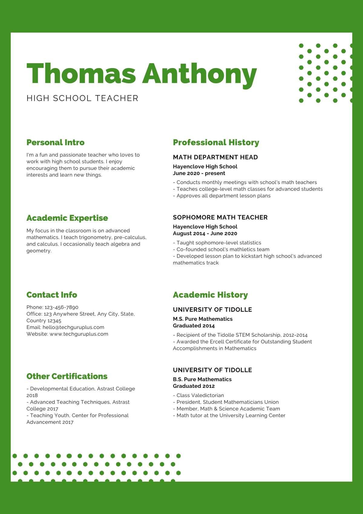 High School Teacher Editable Resume Template Download in docx-5