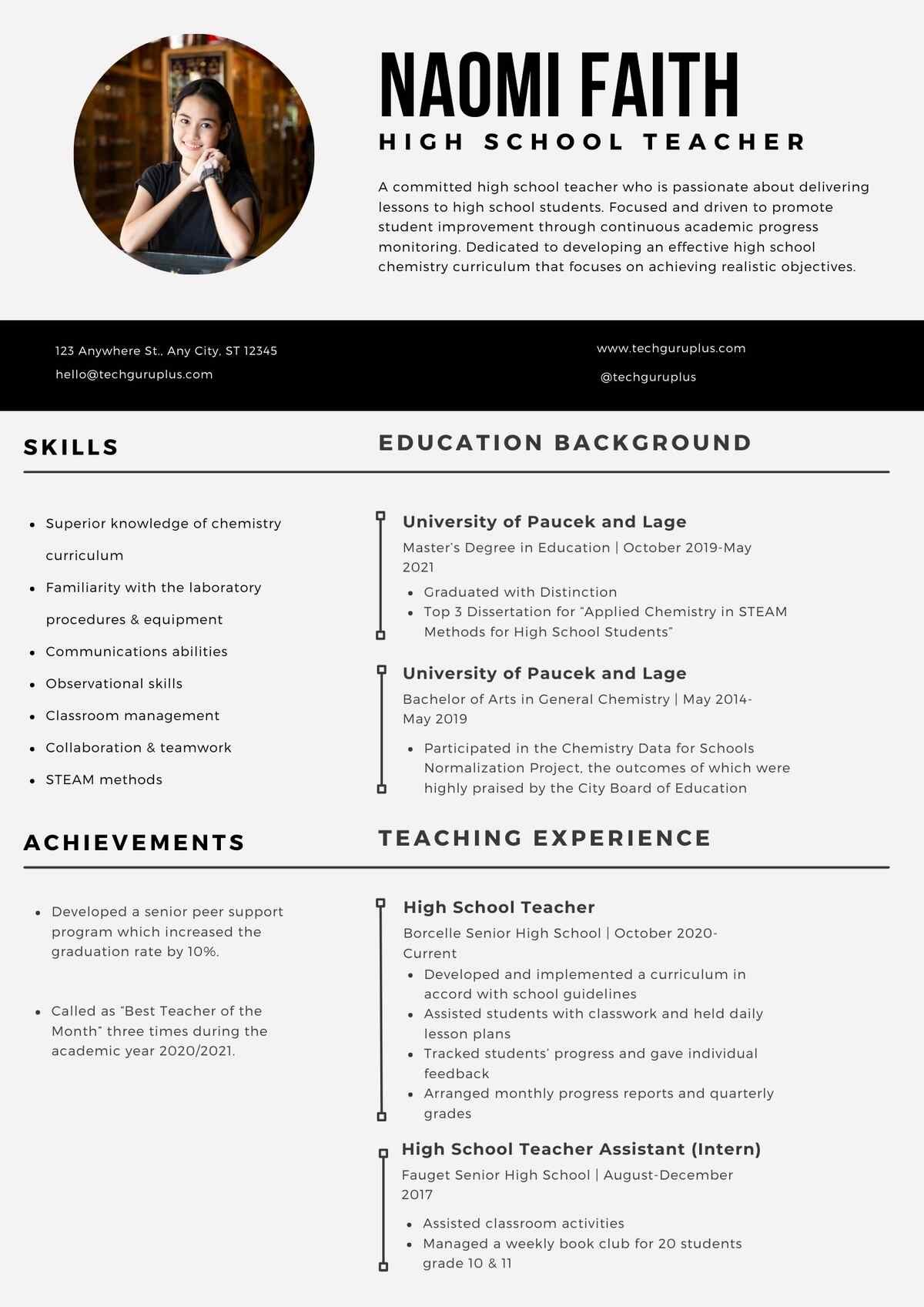 High School Teacher Editable Resume Template Download in docx-9