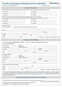 ICICI Bank Individual Customer Information Updation Form Download in PDF