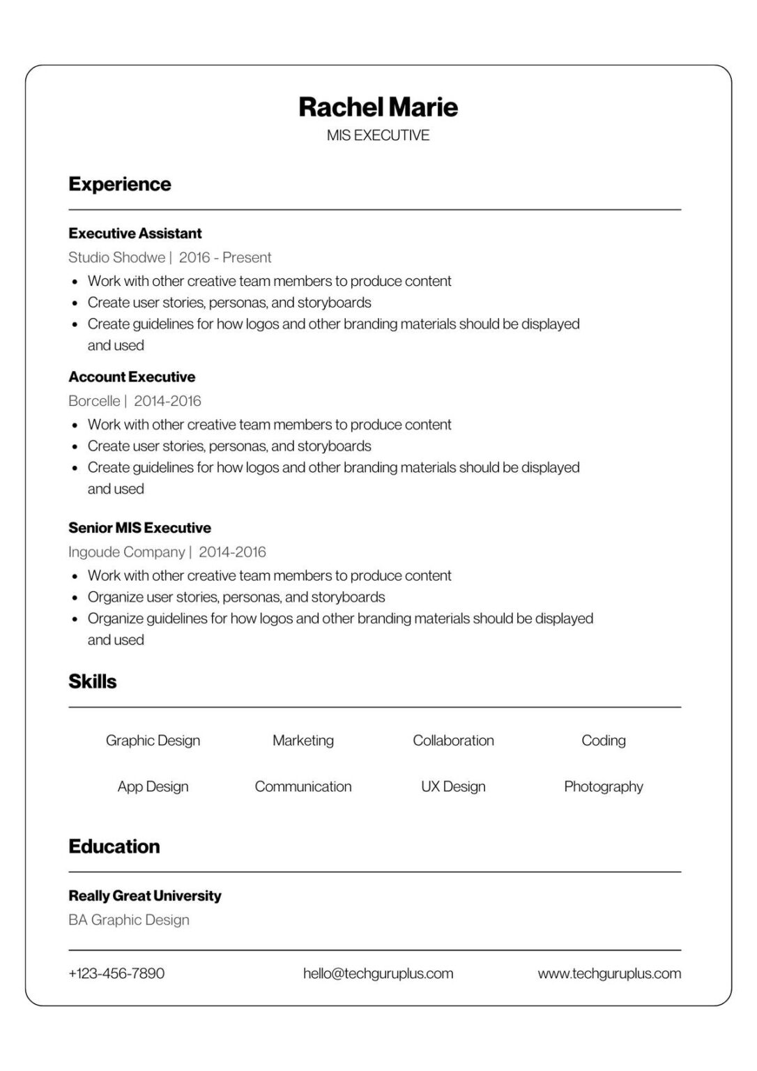 MIS Executive Resume 20 Templates Download in Word (.docx)