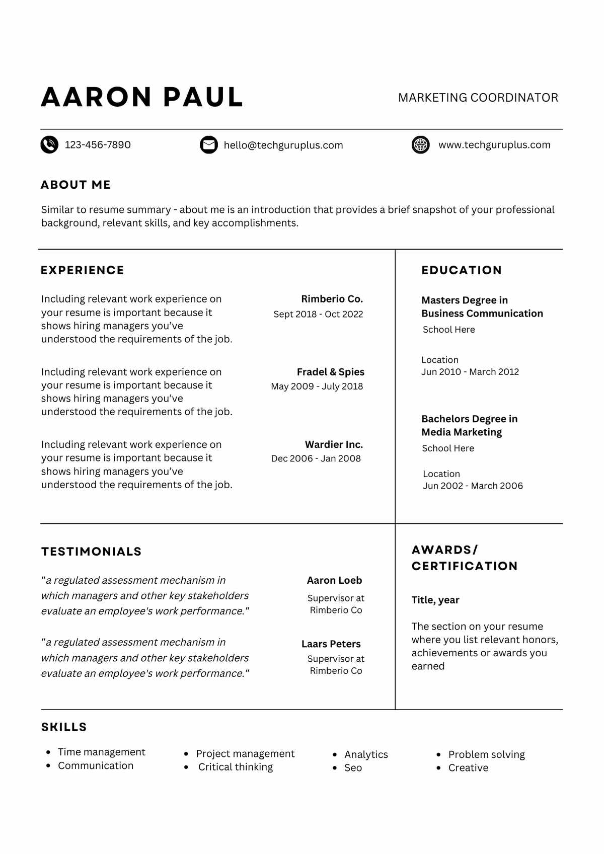 Marketing Coordinator Editable Resume Template Download in docx-17