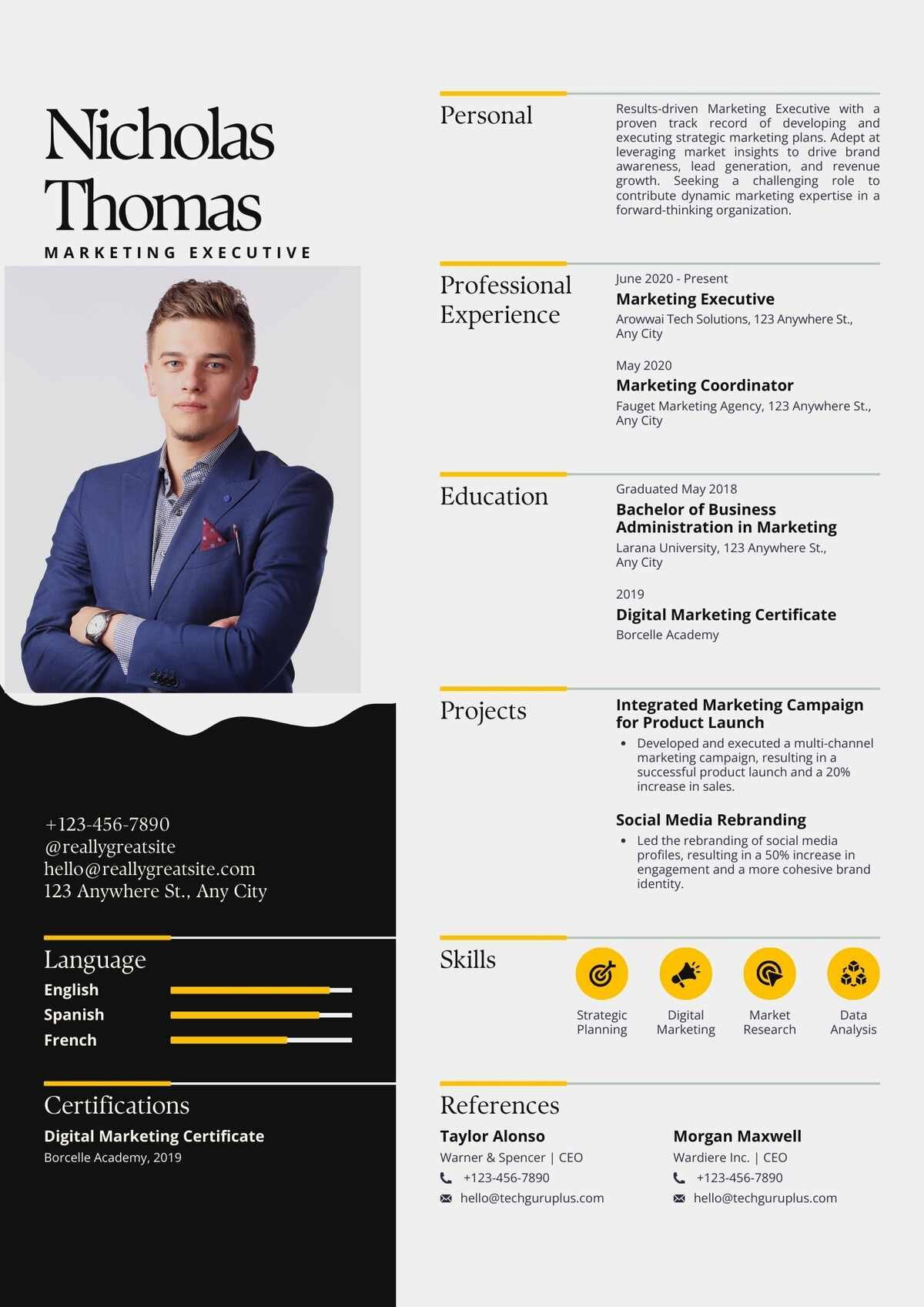 Marketing Executive Editable Resume Template Download in docx-3