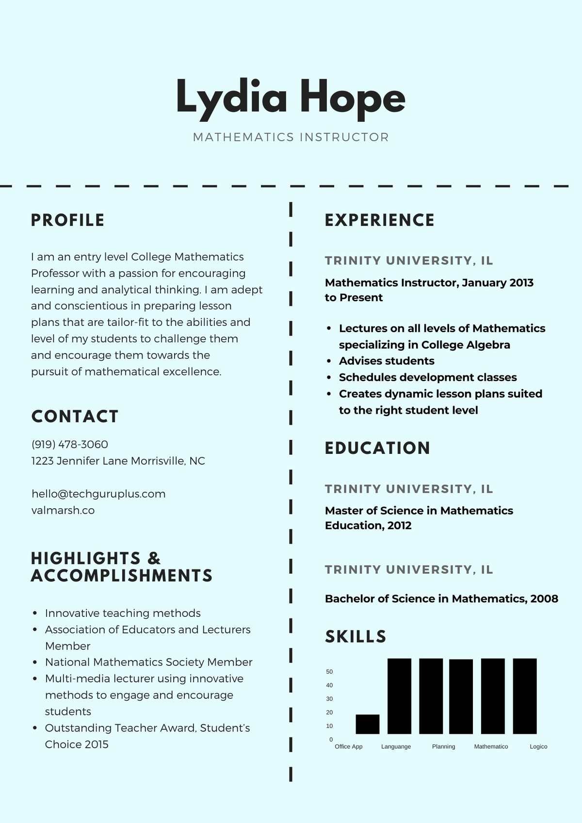 Mathematics Instructor Editable Resume Template Download in docx-20