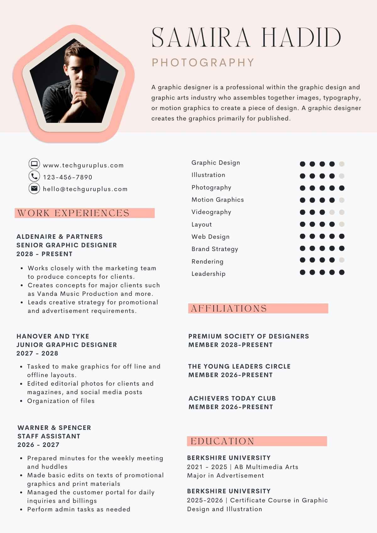 Photographer Resume Templates