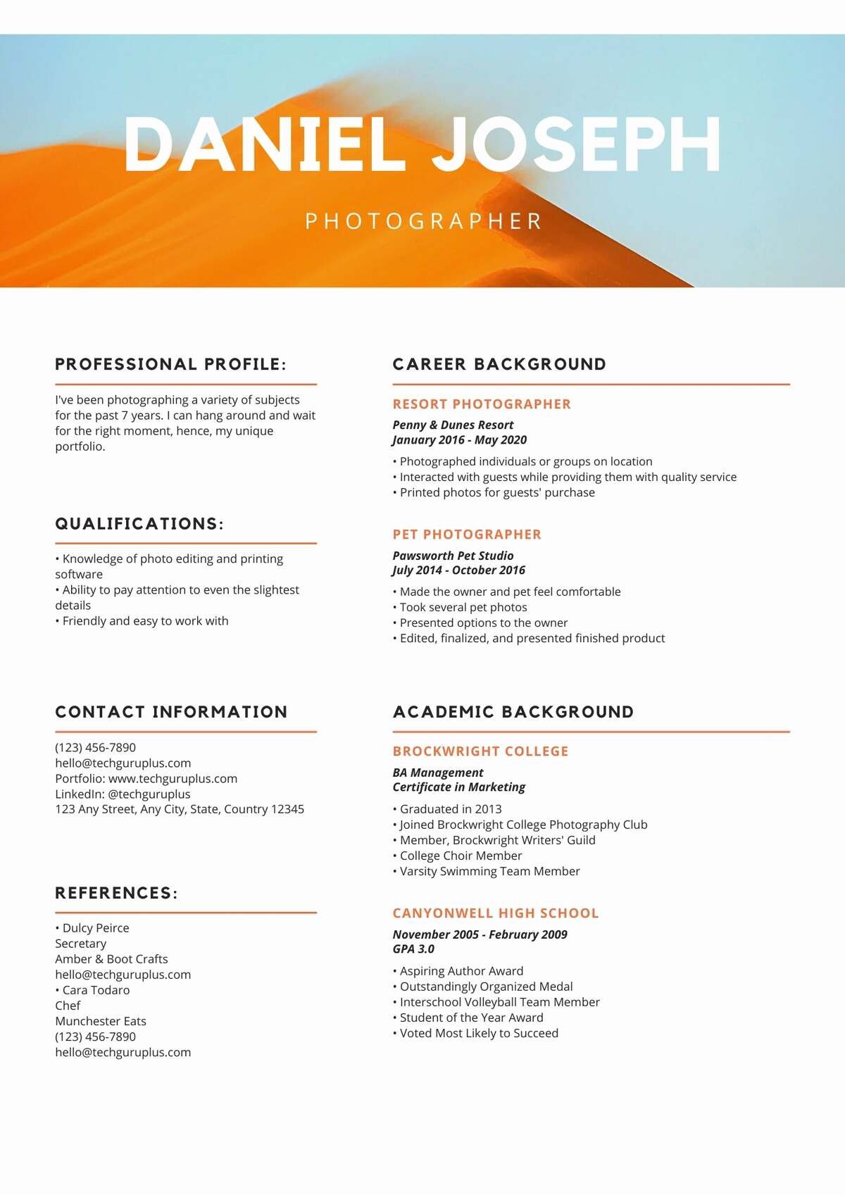 Photographer Editable Resume Templates Download in Docx Format (14)